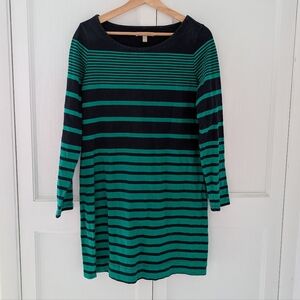 Banana Republic Green and Navy Striped Dress
